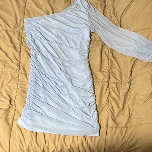 Chic One-Shoulder Light Blue Dress